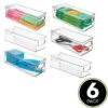 MDesign Small Plastic Office Storage Container Bin With Handles - 6 Pack