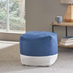 Tattnall Contemporary Two-Tone Fabric Cube Pouf - Christopher Knight Home