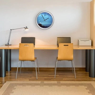 14" X 1.8" Milky Way Lighthouse Quartz Movement Decorative Wall Clock Silver Frame - By Chicago Lighthouse - Image 2