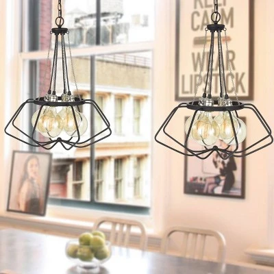 22" X 22" X 25" Ladue Metal Chandelier Black/Chrome - Cal Lighting - Image 2