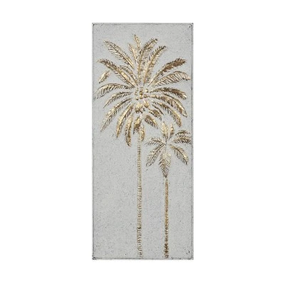 Metal Tree Relief Palm Wall Decor With Gold Detailing Gold - Olivia & May - Image 4