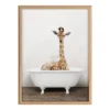 18" X 24" Blake Giraffe 2 In Tub Color Framed Printed Glass By Amy Peterson Art Studio Natural - Kate & Laurel All Things Decor