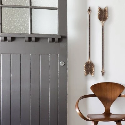 Set Of 4 Decorative Wall Art Metal Arrows Brass - Storied Home