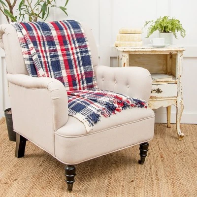 C&F Home 50" X 60" Harbor Plaid Red White And Blue Patriotic July 4th Woven Throw Blanket - Image 3