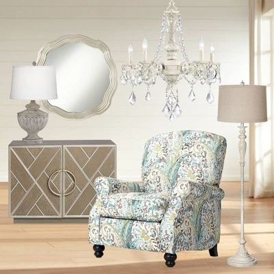 360 Lighting Vintage Shabby Chic Floor Lamp 60" Tall Antique White Washed Natural Linen Fabric Drum Shade For Living Room Reading Bedroom Office - Image 7