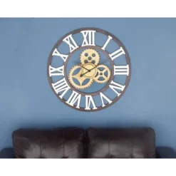Metal Gear Wall Clock Brown - Olivia & May