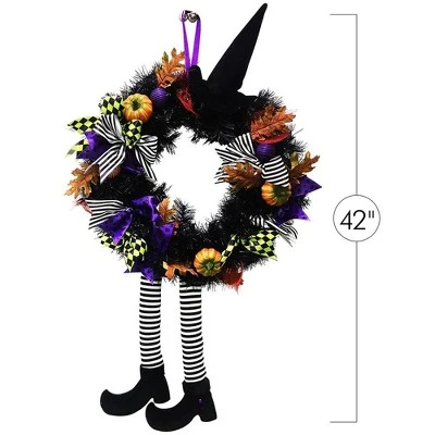 Skeleteen Halloween Witch Wreath For Indoor/Outdoor Décor - 24 In - Image 2