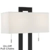 360 Lighting Neil Modern Table Lamp With Clear Riser 26" High Black With USB Charging Port White Rectangular Shade For Bedroom Living Room House Desk