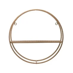 Transpac Metal 13.75 In. Gold Single Shelf Round Wall Decor