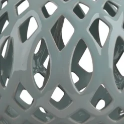 Fretwork Ceramic Table Lamp With Drum Shade Blue - Splendor Home