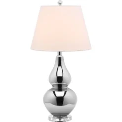 26" Cybil Double Gourd Lamp Silver (Includes CFL Light Bulb) - Safavieh
