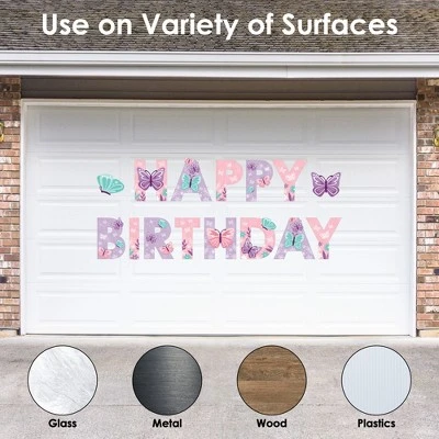 Big Dot Of Happiness Beautiful Butterfly - Peel And Stick Floral Birthday Party Large Banner Wall Decals - Happy Birthday - Image 2