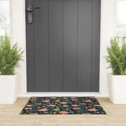 Heather Dutton Poppy Meadow Midnight Looped Vinyl Welcome Mat - Society6