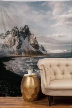 Michael Schauer Stokksness Icelandic Mountain Beach Sunset Tapestry - Society6