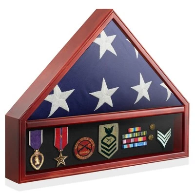 Reminded Military Medal & Burial Flag Shadow Box Display Case With Glass Insert - Image 8