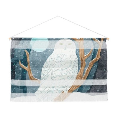 Sewzinski Snowy Owl At Night Fiber Wall Hanging - Society6 - Image 3