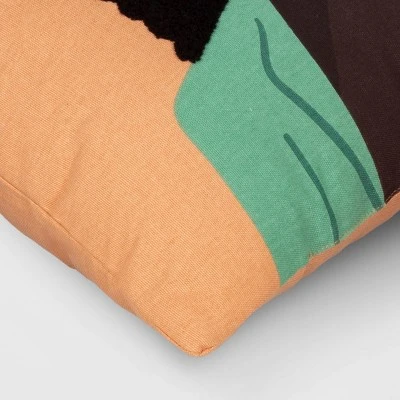 Square Woman With Pink Sunglasses Embroidered Cotton Square Throw Pillow Orange - Room Essentials™ - Image 3