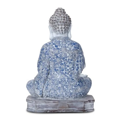 Techko Maid Meditating Resin Buddha Solar Outdoor Garden Statue Decor With Spotlight - Image 3