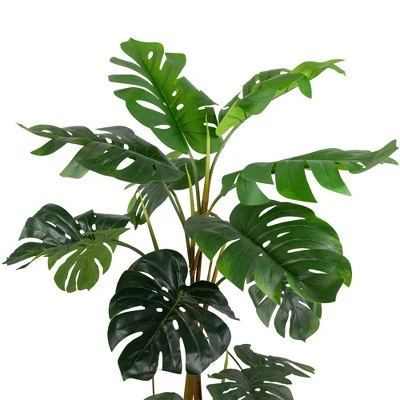 Northlight Real Touch™ Artificial Monstera Artificial Plant In A White Textured Pot - 4.25' - Image 4
