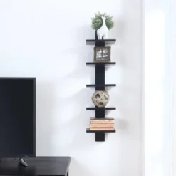 Spine Wall Book Shelves Stylish And Functional Black - Proman Products