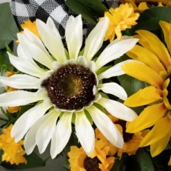 Sullivans Artificial Sunflower Gingham Half Orb 9"H Multicolored
