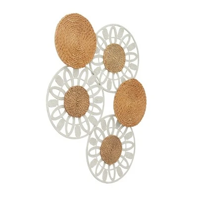 Seagrass Plate Cut-out Wall Decor With Metal Relief Brown - Olivia & May - Image 2