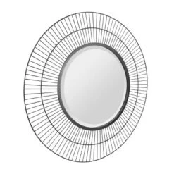 Two Loop Radial Wire Mirror Black - Stonebriar Collection
