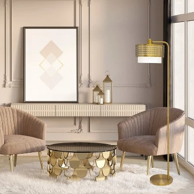 65.25" Ximena Drum Shade Floor Lamp Gold - River Of Goods - Image 3