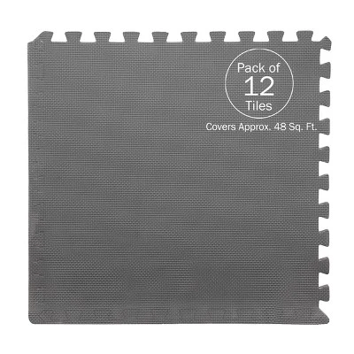 Foam Flooring Tiles - 12-Pack Interlocking EVA Foam Pieces - Non-Toxic Floor Padding For Playroom Gym Or Basement By Stalwart (Gray) - Image 2