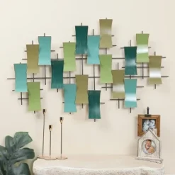 LuxenHome Multi-Color Metal Abstract Geometric Wall Decor