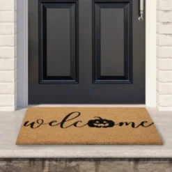 Northlight Natural Coir Pumpkin "Welcome" Halloween Doormat 18" X 30"