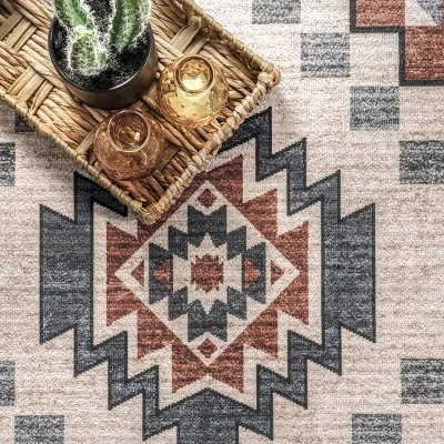 NuLOOM Leighton Machine Washable Southwestern Medallion Area Rug - Image 5