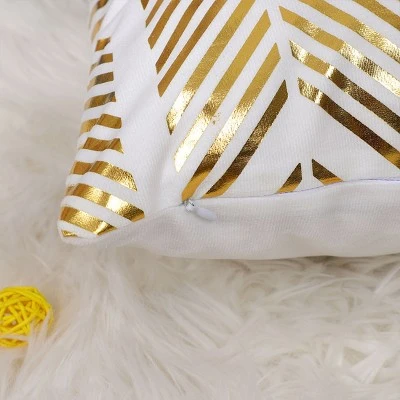 PiccoCasa Gold Geometric Pattern Modern Square Throw Pillow Cover Gold White 18"x18" - Image 5