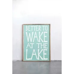 Better To Wake At The Lake' Recycled Wood Wall Decor Blue - Storied Home