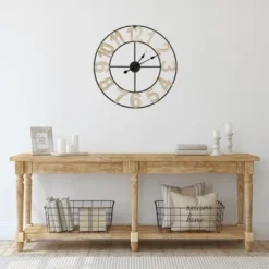 Northlight 24" Metal Framed Battery Operated Round Wall Clock With Block Numbers