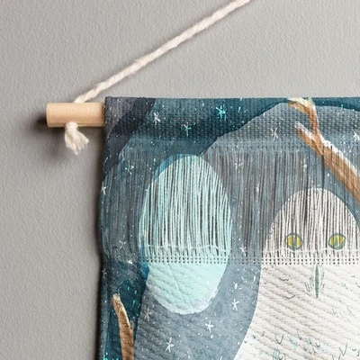 Sewzinski Snowy Owl At Night Fiber Wall Hanging - Society6 - Image 2