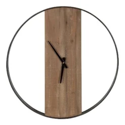 24" X 24" Ladd Round Numberless Wall Clock Natural/Black - Kate & Laurel All Things Decor