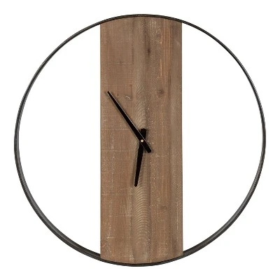 24" X 24" Ladd Round Numberless Wall Clock Natural/Black - Kate & Laurel All Things Decor