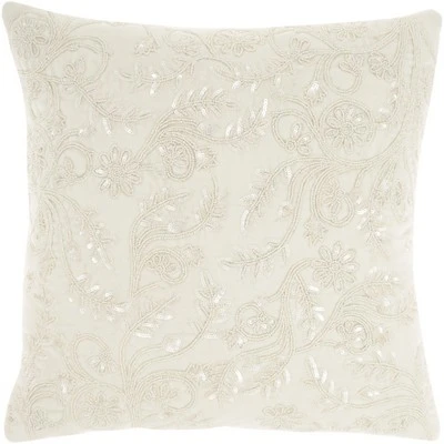 Mina Victory Luminescence Beaded Flowers Indoor Throw Pillow - Image 7