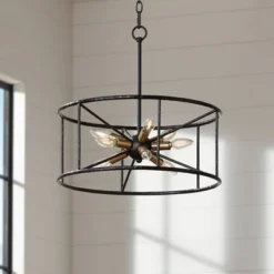 Possini Euro Design La Vista Black Chandelier 20 1/4" Wide Modern Sputnik 9-Light Fixture For Dining Room House Foyer Kitchen Island Entryway Bedroom