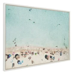 28" X 38" Sylvie Turquoise Beach From Above Framed Canvas By Amy Peterson Art Studio White - Kate & Laurel All Things Decor