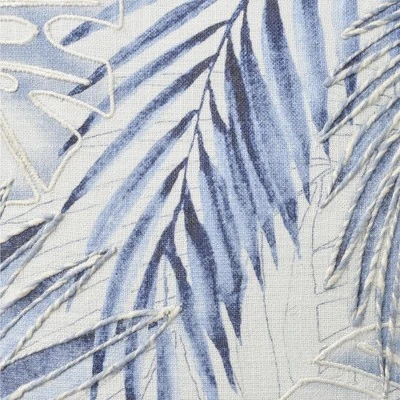 Mina Victory Life Styles Embroidered Palms 18" X 18" Blue Indoor Pillow Cover - Image 3