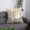 PiccoCasa Gold Geometric Pattern Modern Square Throw Pillow Cover Gold White 18"x18"