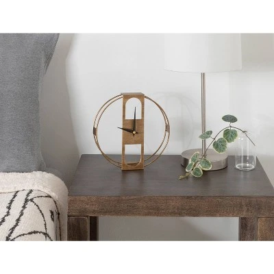 8" X 8" Urgo Numberless Metal Tabletop Clock Gold - Kate & Laurel All Things Decor - Image 5