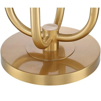 Possini Euro Design Mid Century Modern Glam Style Floor Lamp 4-Light LED 68.5" Tall Warm Gold Glass Globe Shade For Living Room House Uplight - Image 4