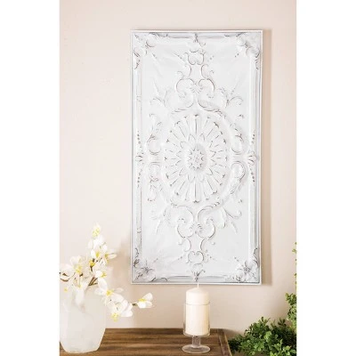 Metal Scroll Wall Decor With Embossed Details White - Olivia & May