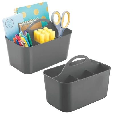 MDesign Plastic Office Storage Organizer Caddy Tote, Small, 2 Pack - Image 9