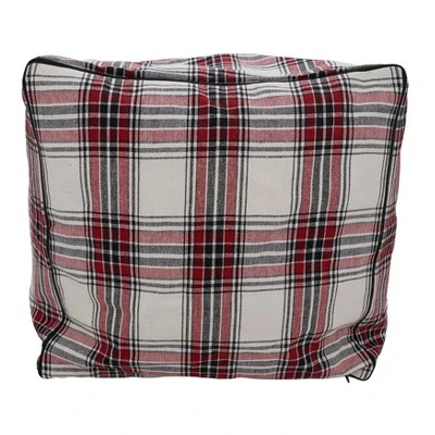 Saro Lifestyle Plaid Pouf, 20"x20"x14" Square, Multi