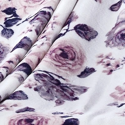 50"x70" Oversized Lively Rose Plush Throw Blanket Purple/Pink - VCNY Home