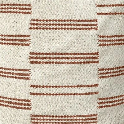 Palmette Wool Kilim Style Pouf With Removable Fill Cream With Rust Stripe - Threshold™ - Image 3